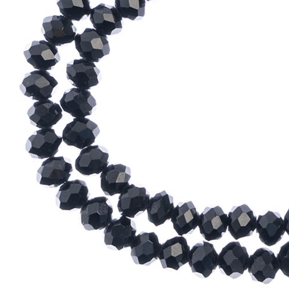 4*6mm Crystal Lane Rondelle, Opaque Black Rondelle Beads