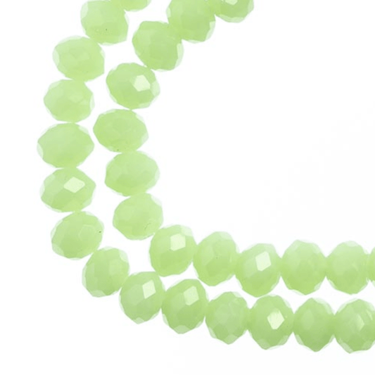 4*6mm Crystal Lane Rondelle, Opaque Light Green Rondelle Beads