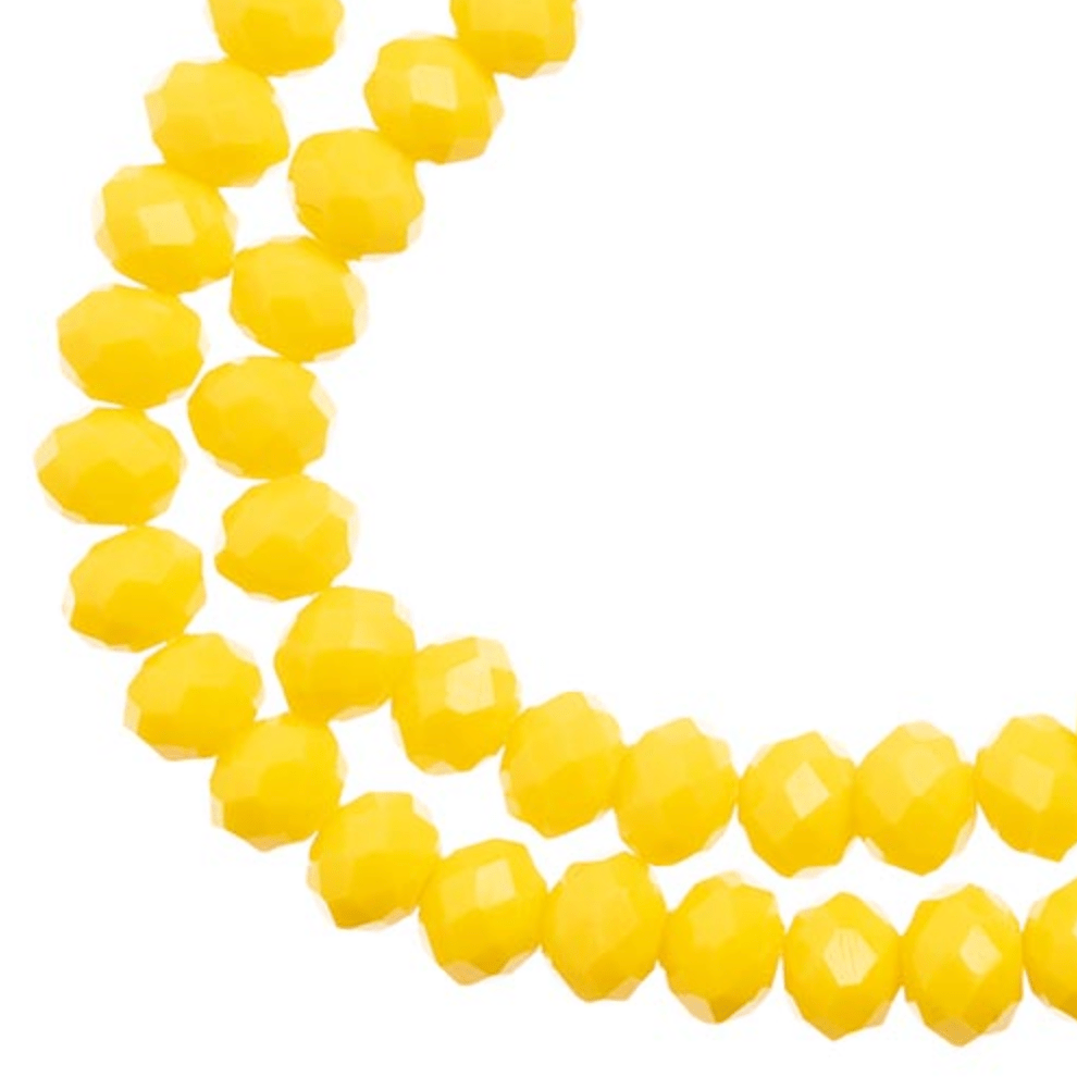 4*6mm Crystal Lane Rondelle, Opaque Yellow Rondelle Beads