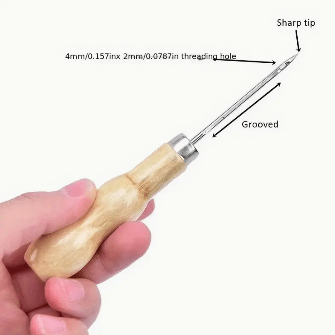 4.9" Wooden Handle Sewing Awl Needle for Leather, Basics (Sold Individually) Needles