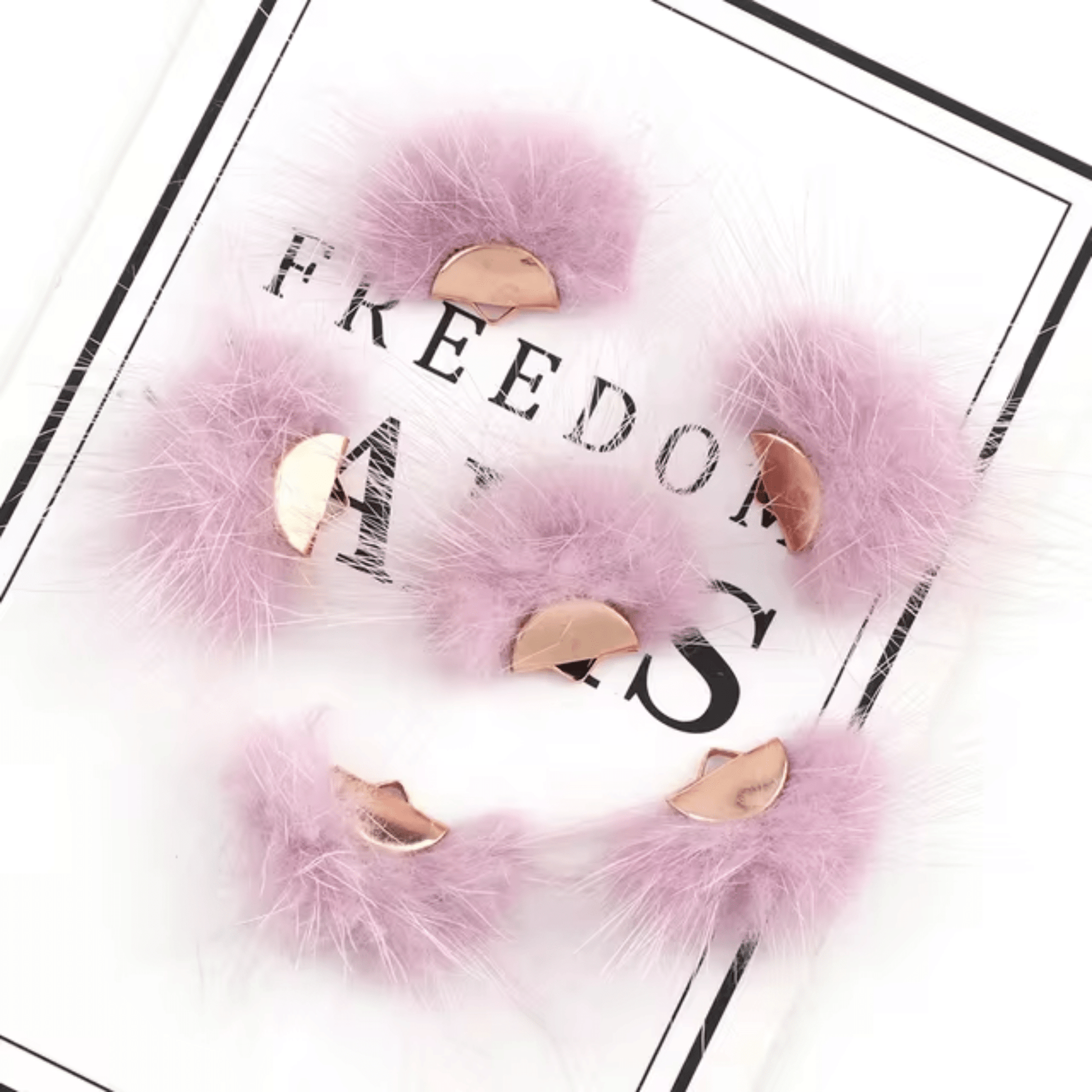 Light Pink Mink Fur 40mm Coloured Mink Fur Fan-shaped Tassel,  Earring Finding (Sold In Pair) Earring Findings