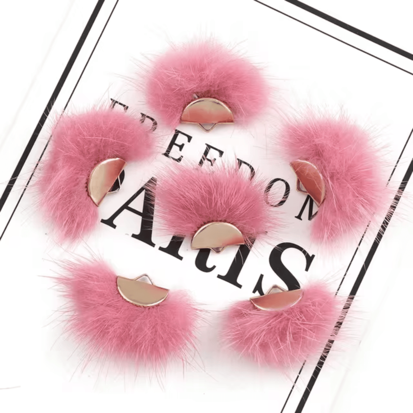 Cheyenne Pink Mink Fur 40mm Coloured Mink Fur Fan-shaped Tassel,  Earring Finding (Sold In Pair) Earring Findings