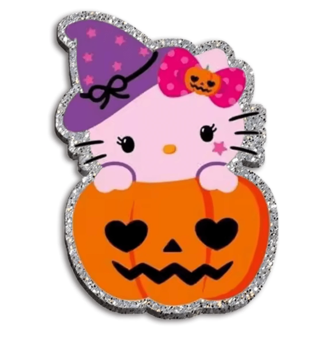 40mm Halloween Kitty in Pumpkin Glue on, Resin Gem (Sold In Pair)