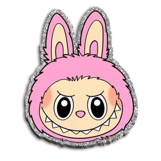 40mm, Pink Monster, Laboubou Monster Glitter, Glue on Acrylic Charm Resin Gems, Resin Gem, (Sold in pair)