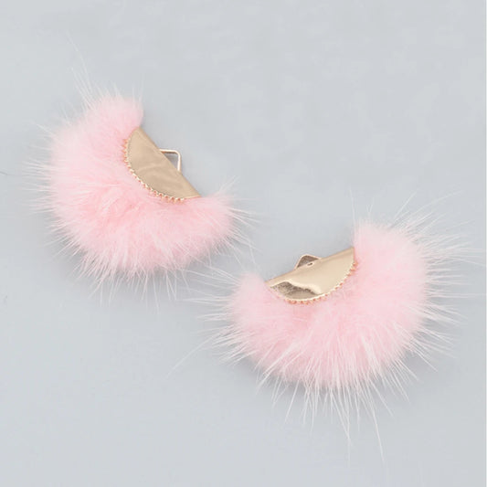 40mm Pink Real Mink Fur Tassel Earring Finding