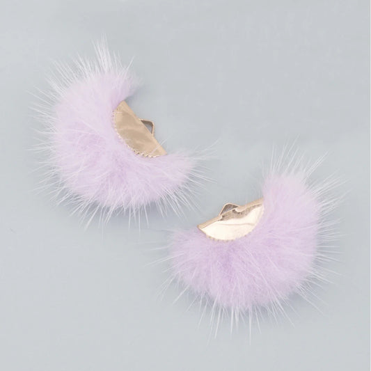 40mm Light Purple Real Mink Fur Tassel Earring Finding