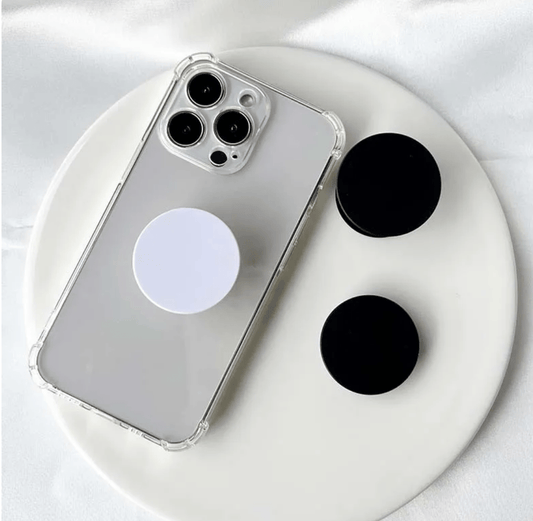 Black 40mm White or Black Colour "Cell Phone Holders - Phone Grip"  Collapsible Universal, 3M Sticker, Basics Basics