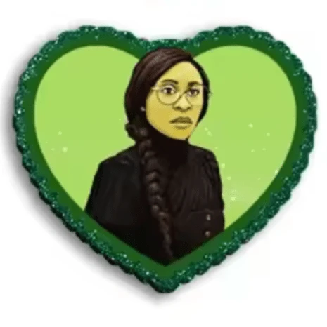 44*50mm Elbie "Wicked" Green Witch  Heart, Glue on, Resin Gem (Sold In Pair) Resin Gems