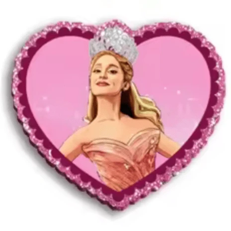 44*50mm  Glinda "Wicked" Pink Witch  Heart, Glue on, Resin Gem (Sold In Pair) Resin Gems