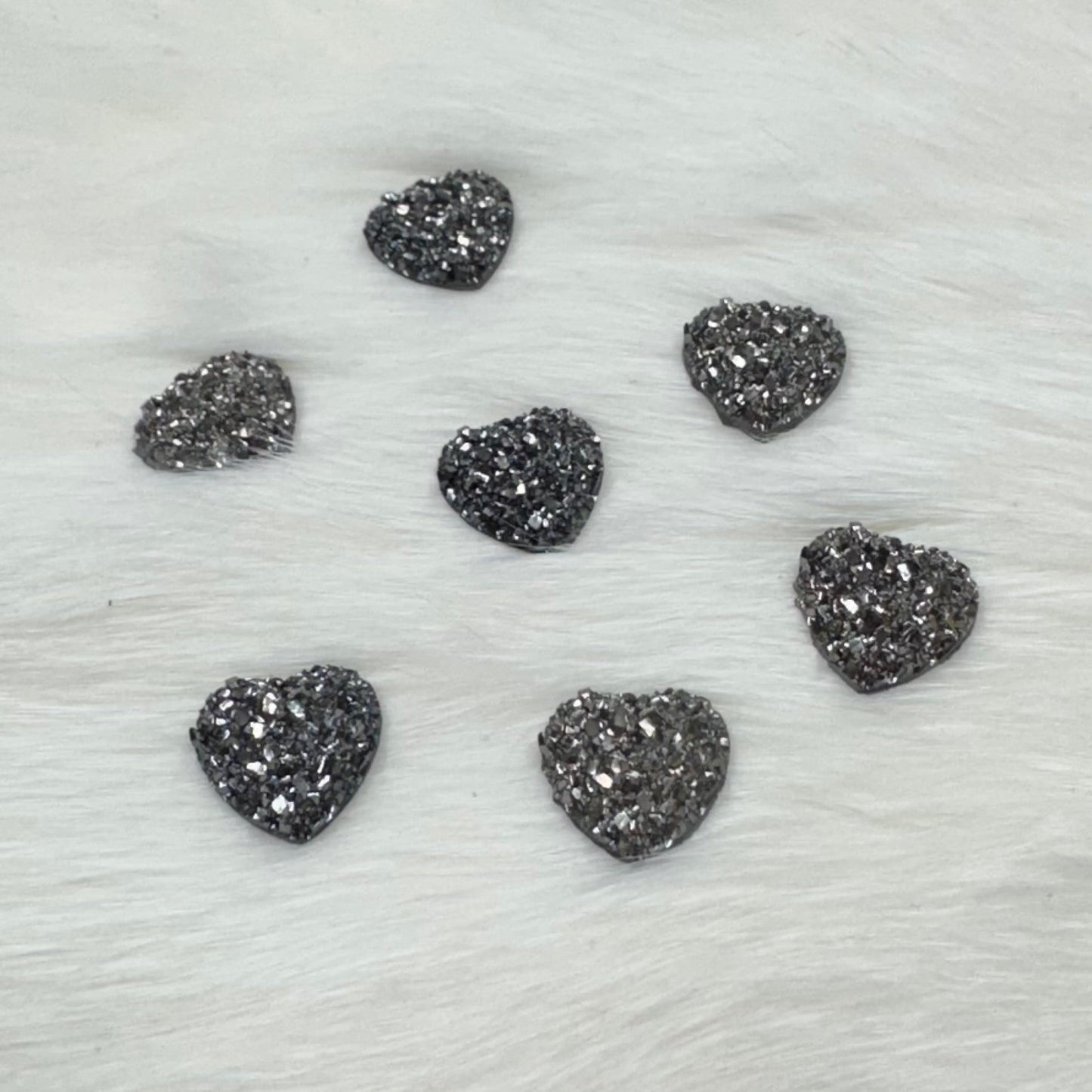 12mm AB Heart Druzy Texture Glue on Resin Gem (Sold in Pair) Resin Gems