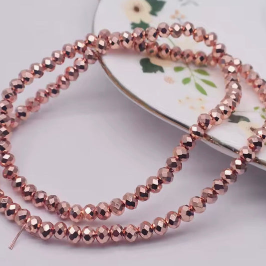 4mm Metallic Rose Gold Rondelle Sundaylace Creations & Bling