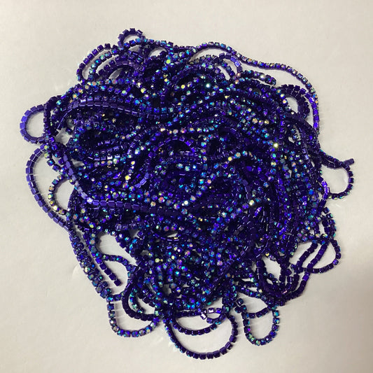 Ss6 Blue AB Stone on Dark Blue Coloured Metal Rhinestone Chain (Sold in 36")