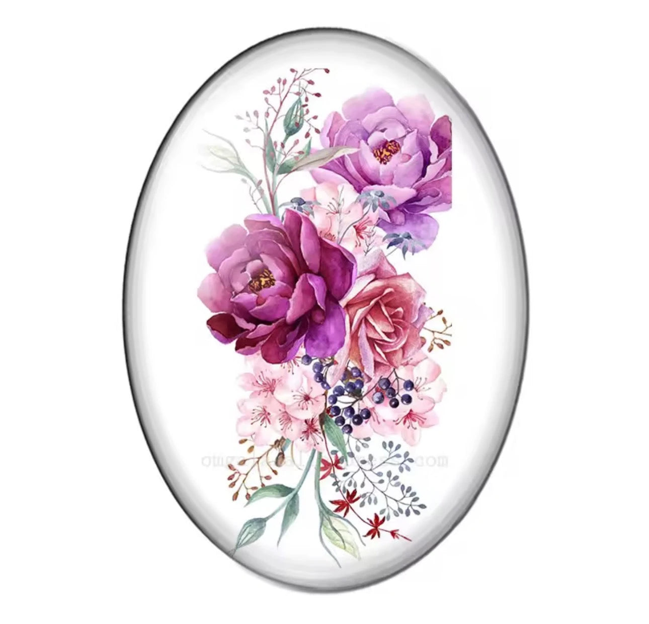 13*18mm Pinky Purple Floral Oval (Sold In Pair) Sundaylace Creations & Bling
