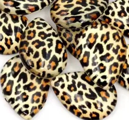 10*14mm Animal Print Teardrop (Sold In Pair) Sundaylace Creations & Bling