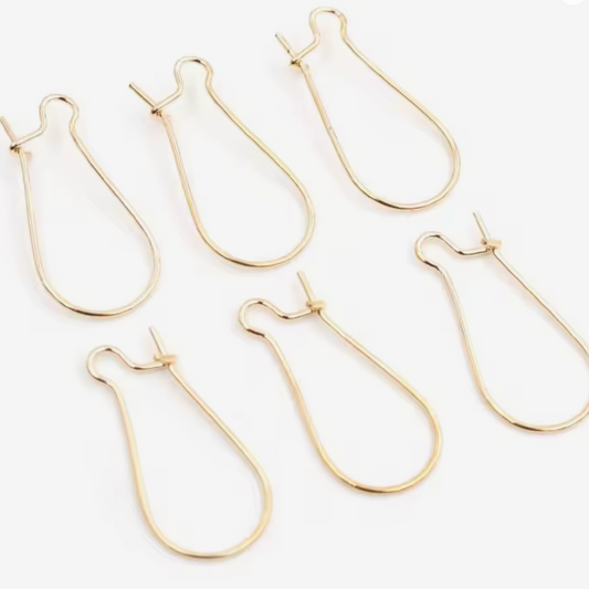 24*11mm Rounded Kidney Earwire KC GOLD  Earring Findings 100 pcs, Basics John Beads