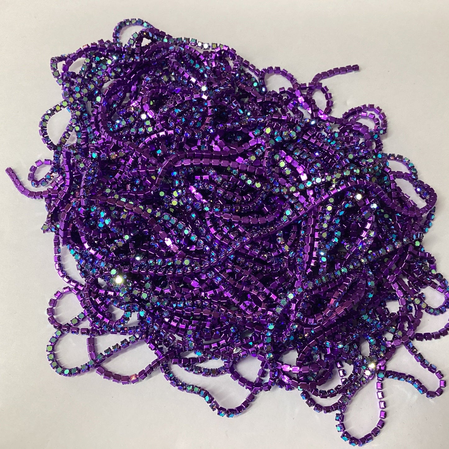 Ss6 AB Stone on Dark Purple Coloured Metal Rhinestone Chain (Sold in 36")