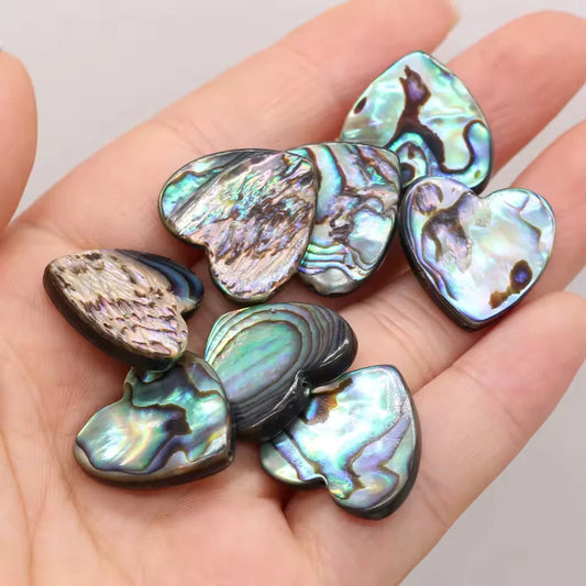 12mm Blue- Green Abalone Shell Heart shaped,  Resin Shell Gem (Sold in Pair) Resin Gems