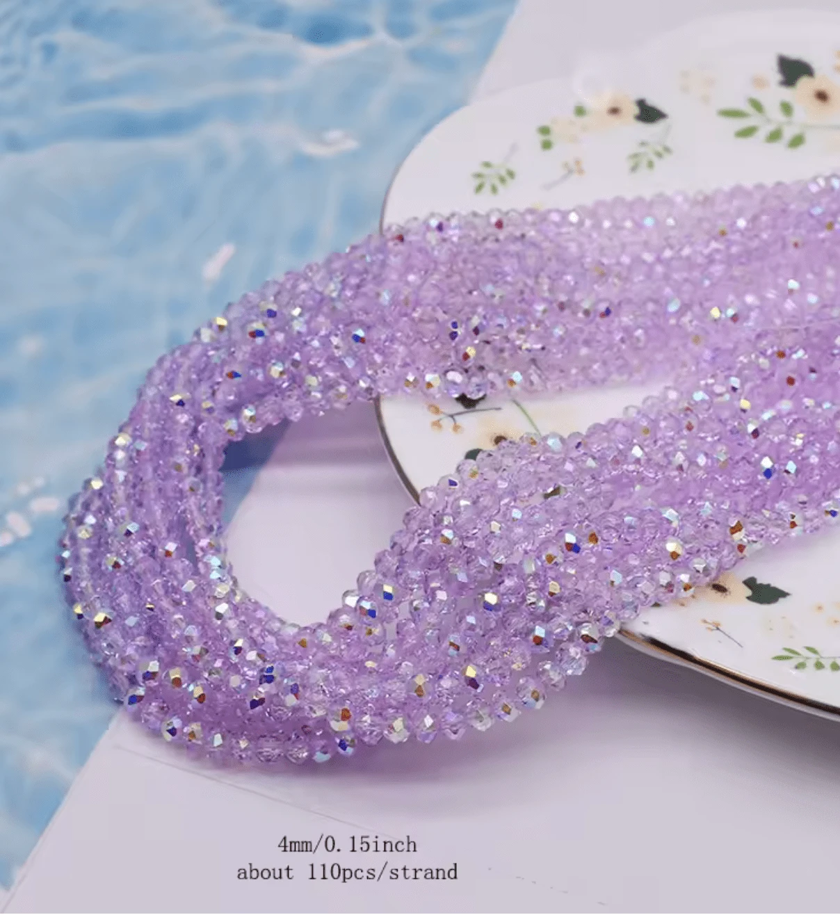 4mm Light Purple transparent AB Glass Rondelle Beads *Loose ~4g* Rondelle Beads