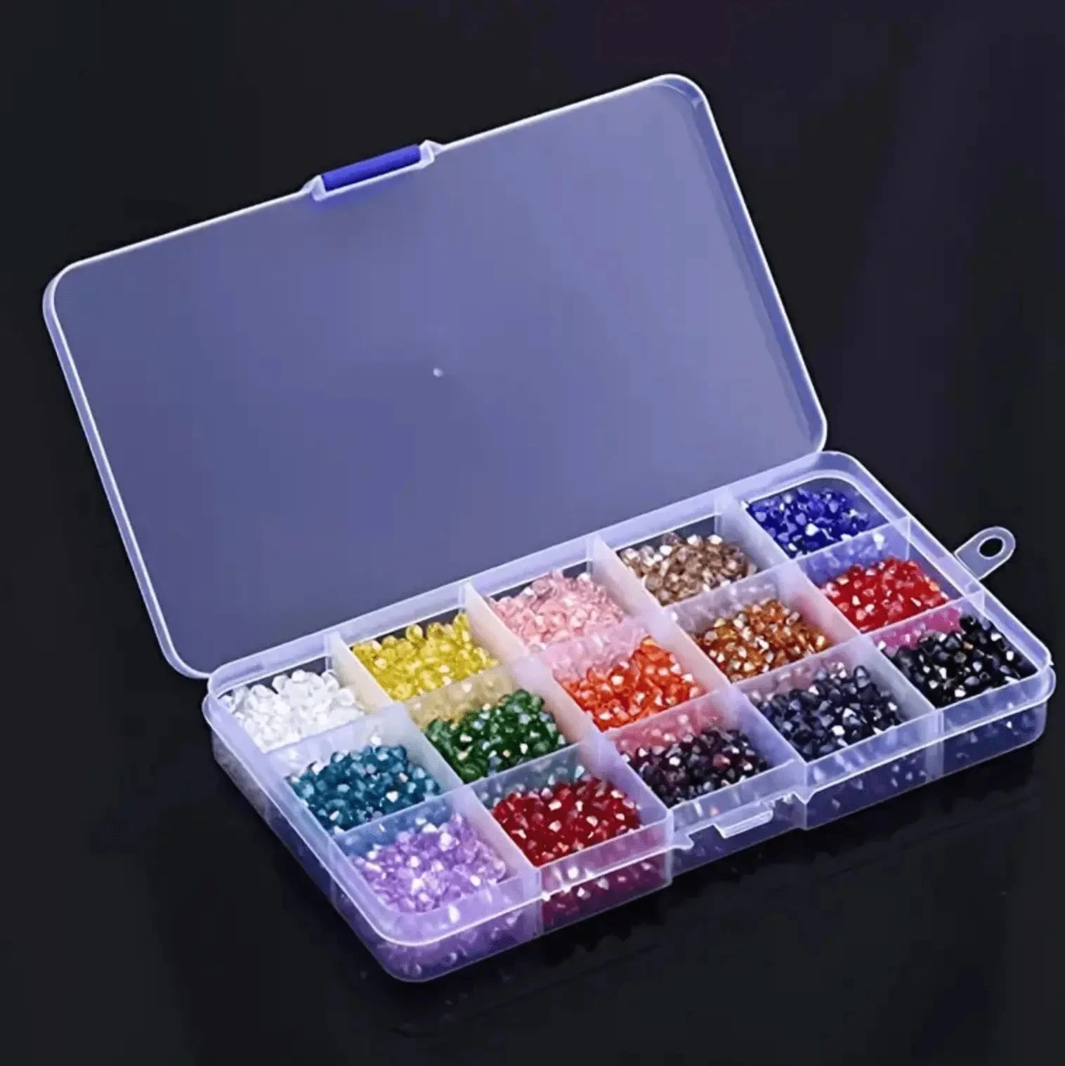 4mm Multicolour AB BICONE Kit - 15 Colours of 4mm Transparent Acrylic Bicone  AB Beads Kit Bicone Beads