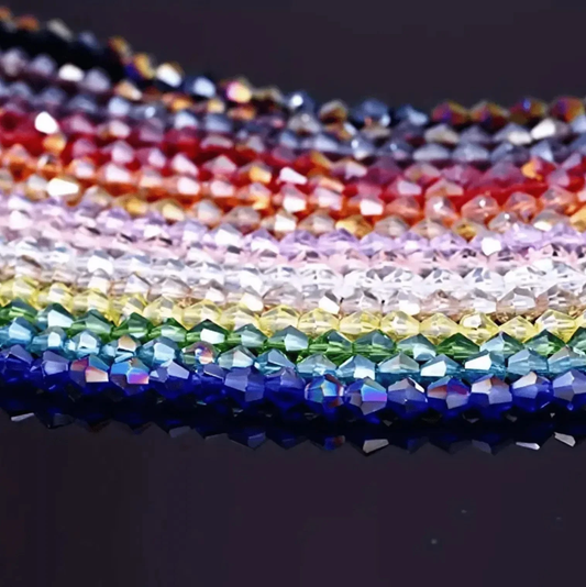 4mm Multicolour AB BICONE Kit - 15 Colours of 4mm Transparent Acrylic Bicone  AB Beads Kit Bicone Beads