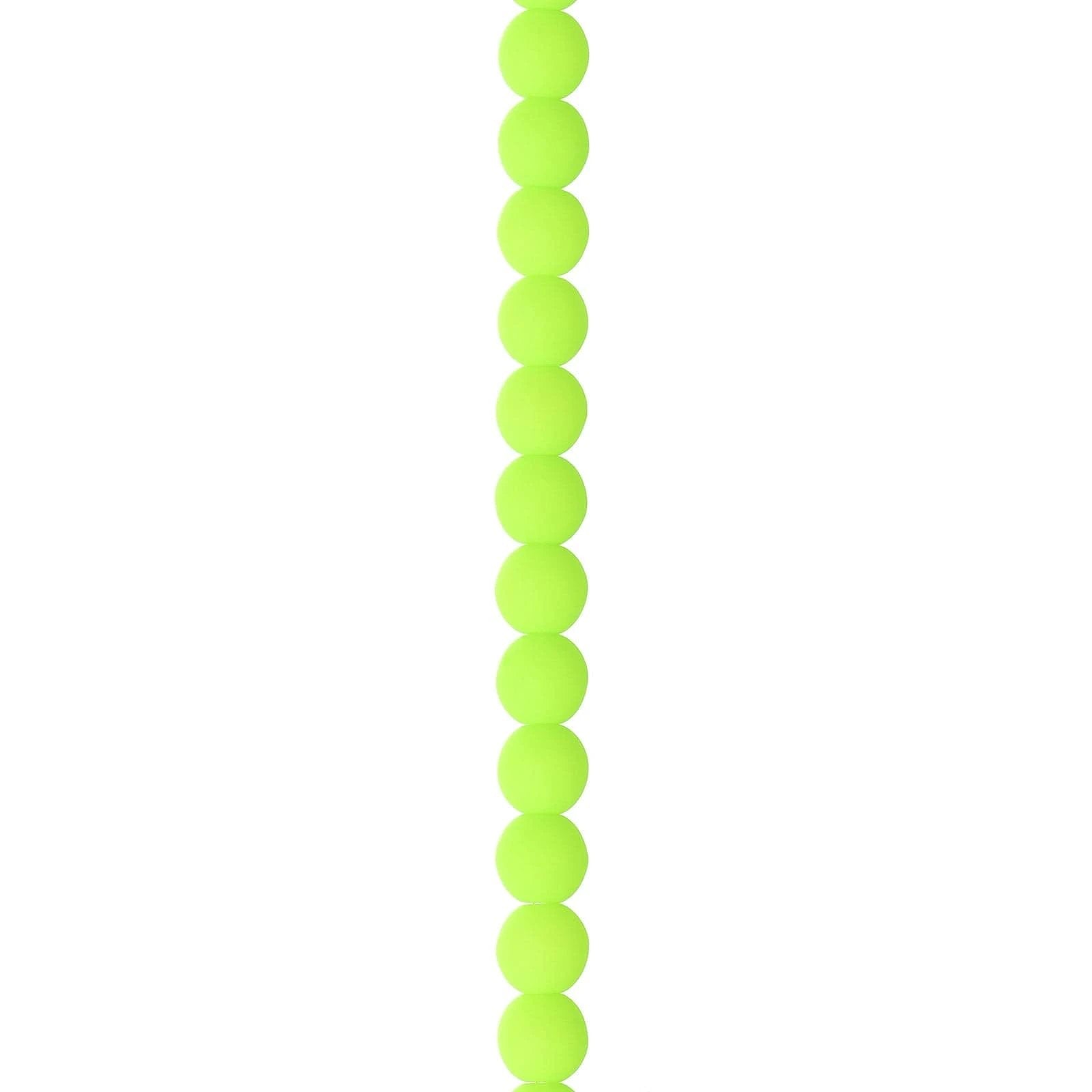 4mm Neon LIME on White Alabaster Velvet (46pcs), Czech Glass Beads Strand Pearl Beads