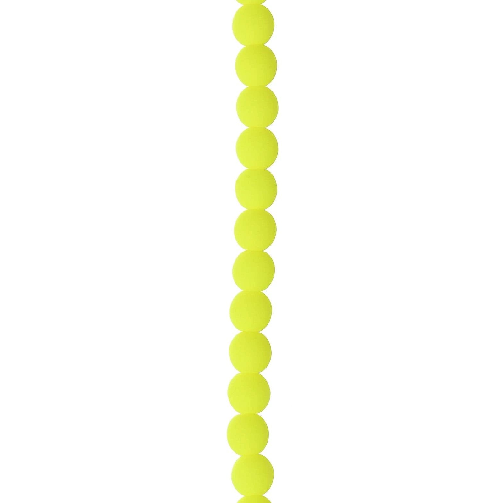 4mm Neon Yellow on White Alabaster Velvet (46pcs), Czech Glass Beads Strand Pearl Beads