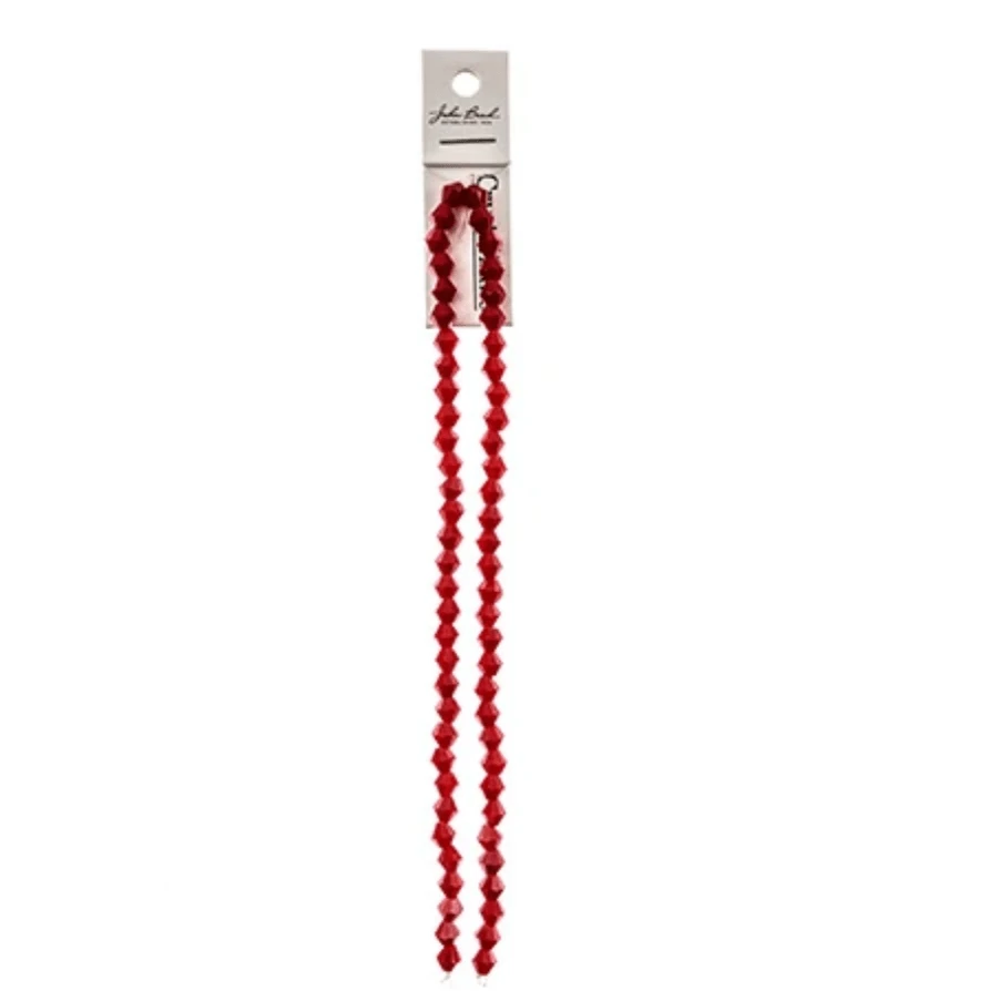 4mm Opaque Red, Crystal Lane Bicone (96pc) 2 x 7inch Strand Bicone Beads