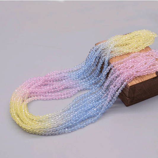 4mm Pastel Rainbow Dyed Crystal Ombre Faceted Rondelle Beads 120 pcs Rondelle Beads