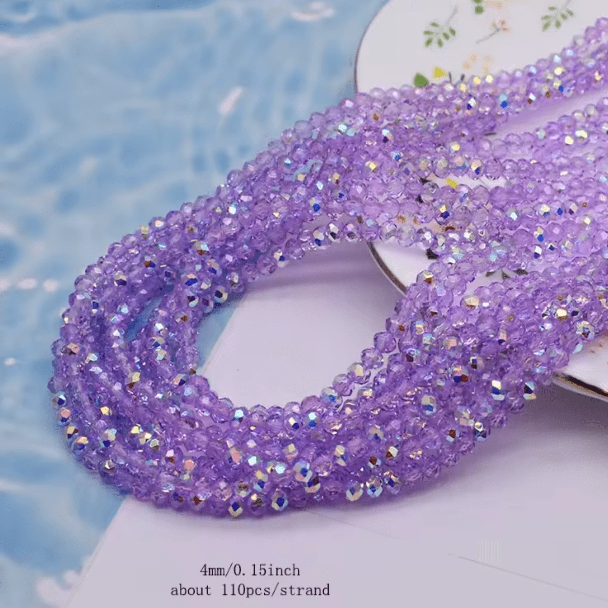 4mm Purple transparent AB Glass Rondelle Beads *Loose ~4g* Rondelle Beads