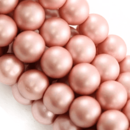 4mm Round Simulated Glass Pearls – Dusty Rose Matte, 16" strung Pearl Beads