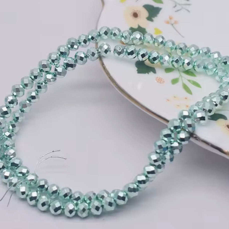 4mm Metallic Light Teal Rondelle Sundaylace Creations & Bling