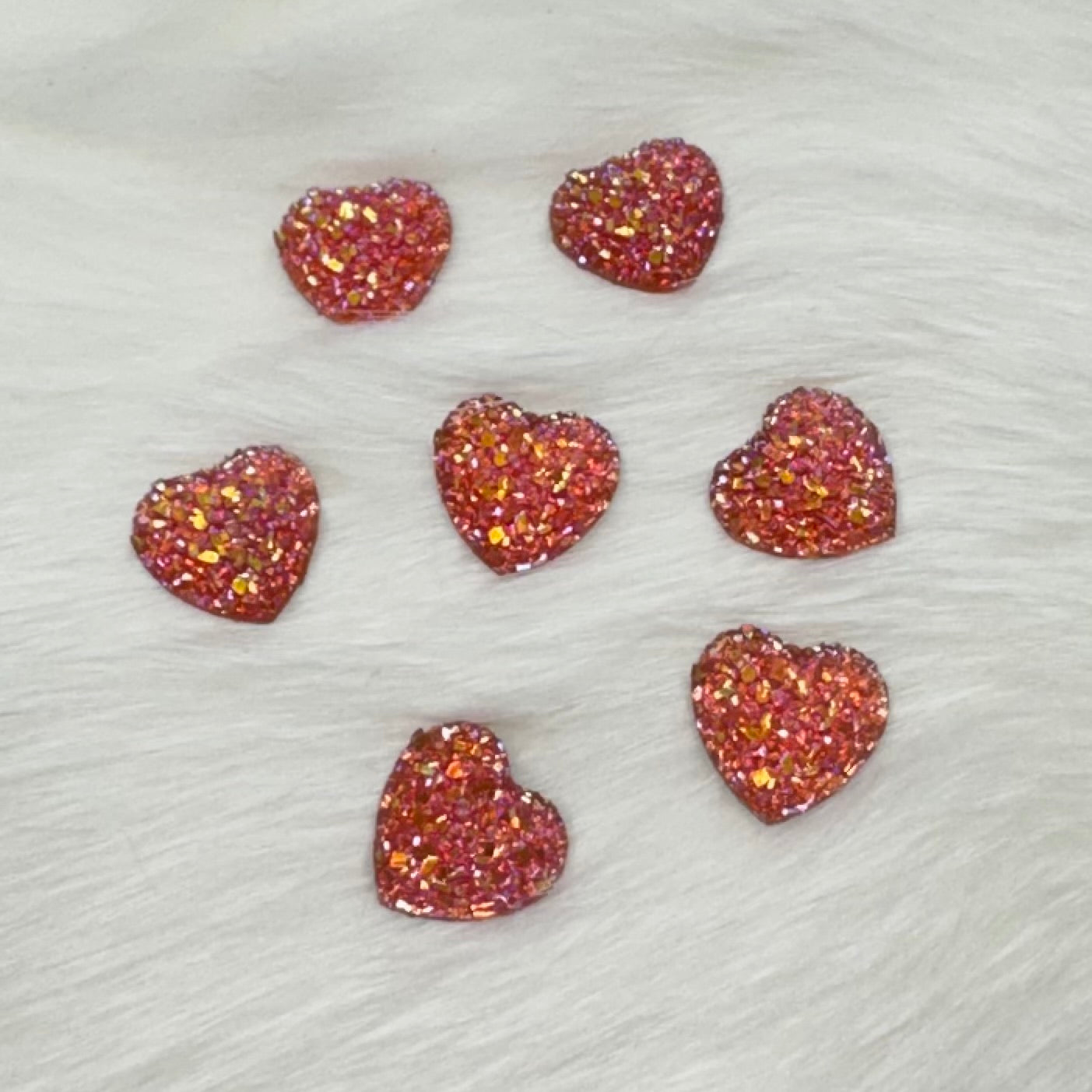 12mm AB Heart Druzy Texture Glue on Resin Gem (Sold in Pair) Resin Gems