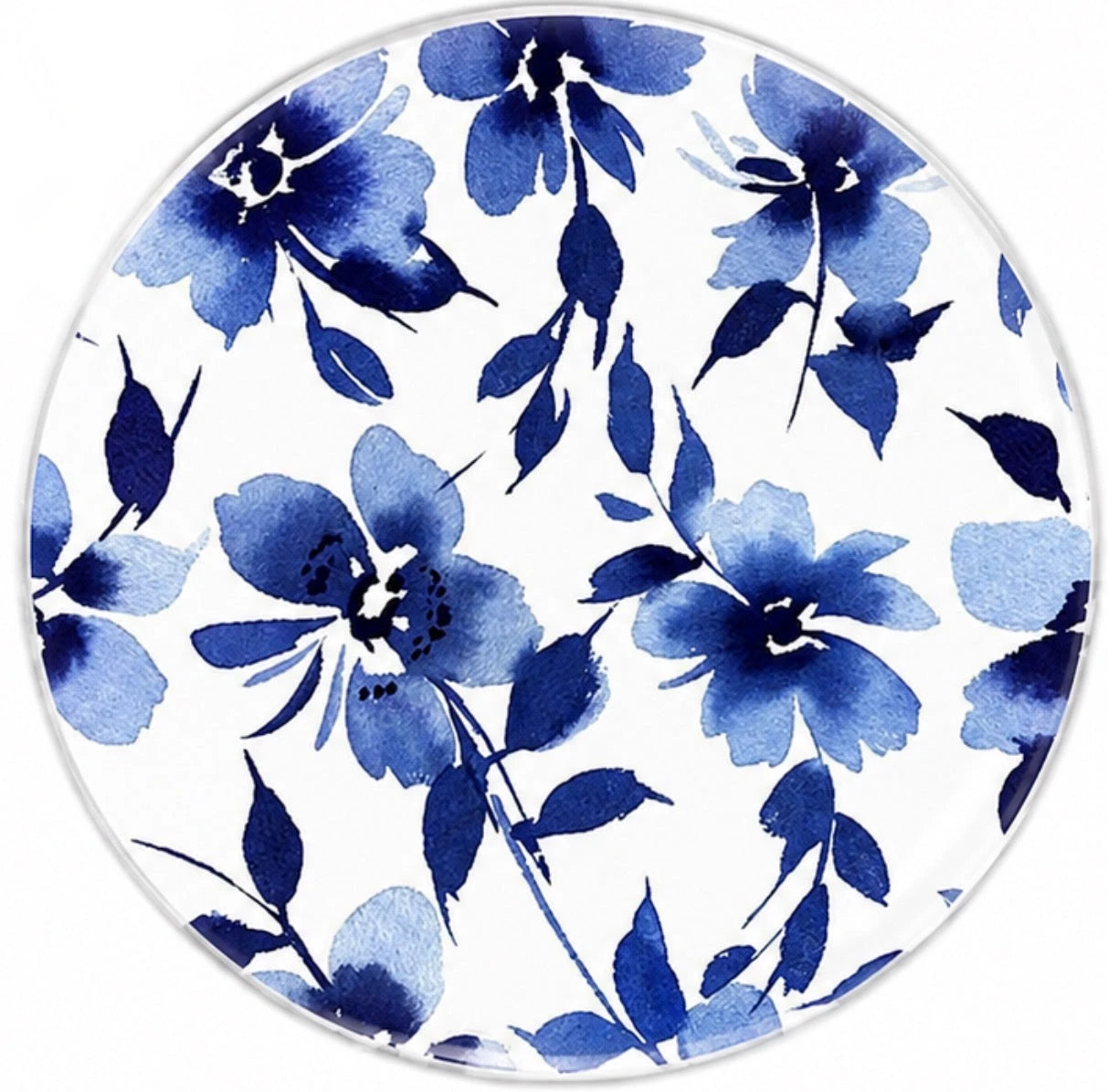 20mm Blue Florals white background (Sold In Pair) Sundaylace Creations & Bling