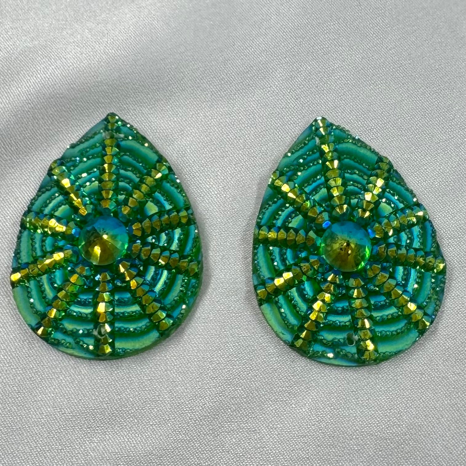 20*30mm (Green) Sunburst AB, Sew On, Resin Gems (sold in pair) Sundaylace Creations & Bling