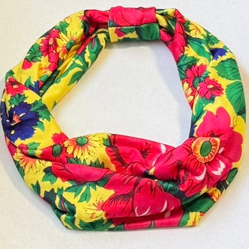 Single Strench Headband "Kokum Scarf" Grandma Cloth in Floral Patterns, Promotional Item Sundaylace Creations & Bling