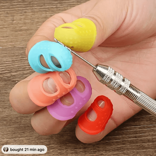 Pink 5pcs/set White Silicone Finger Guards, Fingertip Covers, Same Size Finger Tip Protectors Basics Basics