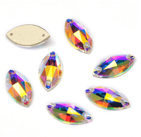 6*12mm AB Navette High Quality, Sew on, Fancy Glass Gem (Sold in Pair) Glass Gems