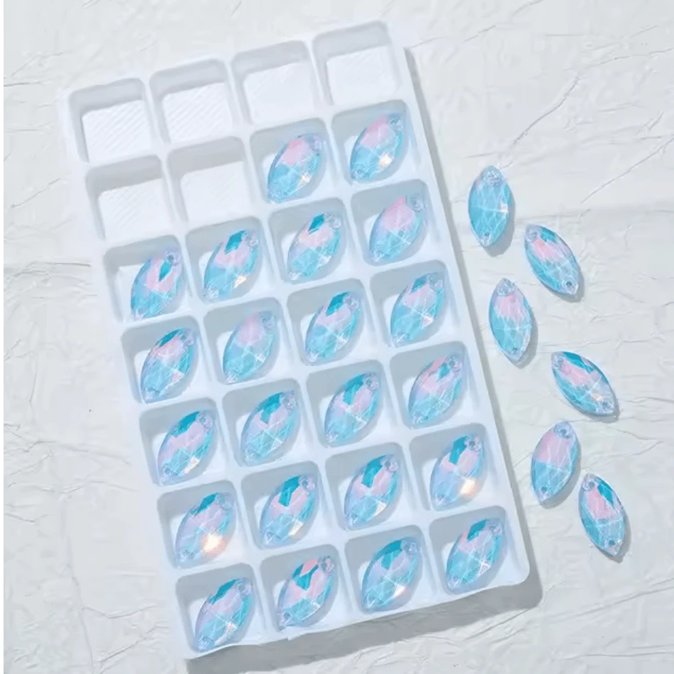 6*12mm Mocha Light Blue Teardrop shaped, Sew on, Strass Fancy Glass Gems (Sold in Pair) Fancy Glass Gems