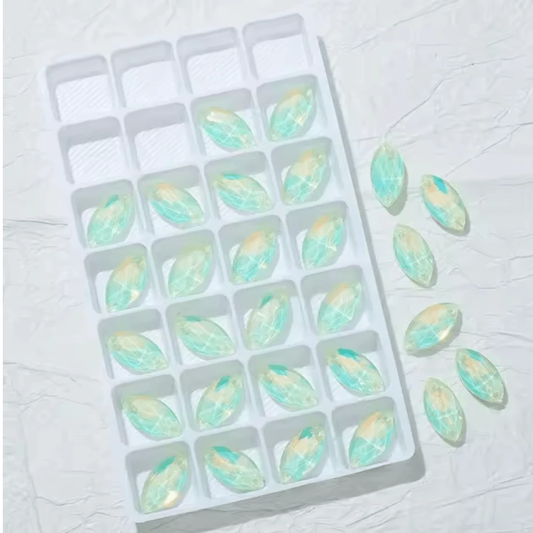 6*12mm Mocha Mint Green Teardrop shaped, Sew on, Strass Fancy Glass Gems (Sold in Pair) Fancy Glass Gems