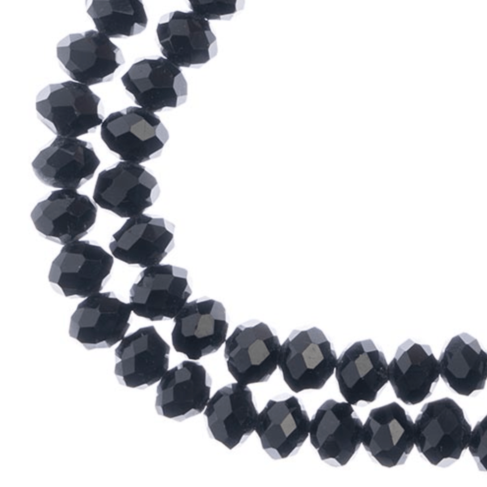 6*8mm Crystal Lane Rondelle, Opaque Black Rondelle Beads