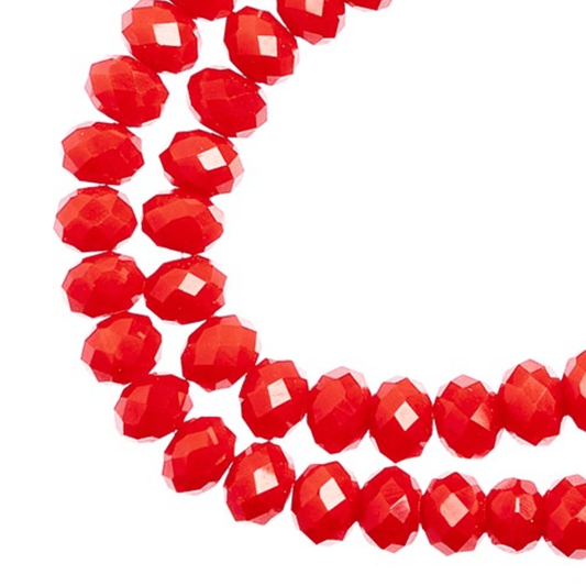 6*8mm Crystal Lane Rondelle, Opaque Red Rondelle Beads