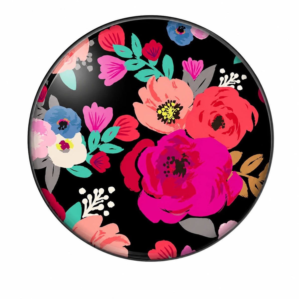 20mm Floral with Black Background (Sold In pairs) Sundaylace Creations & Bling