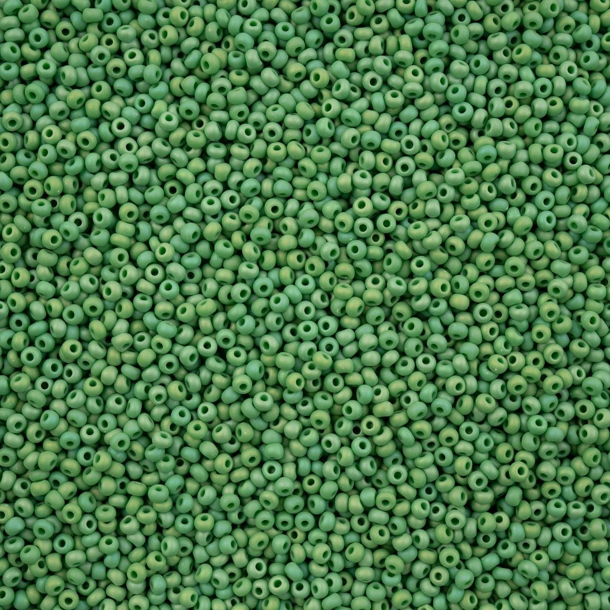 11/0  Opaque Green Matte Rainbow, Preciosa Seed Bead (22g) 11/0 Preciosa Seed Beads