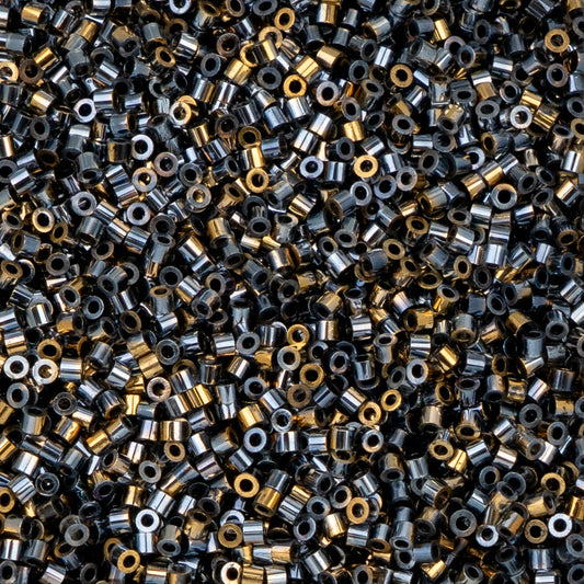 11/0 Cylin Bead – Gilded Halo Gunmetal 25g Bag Cylin
