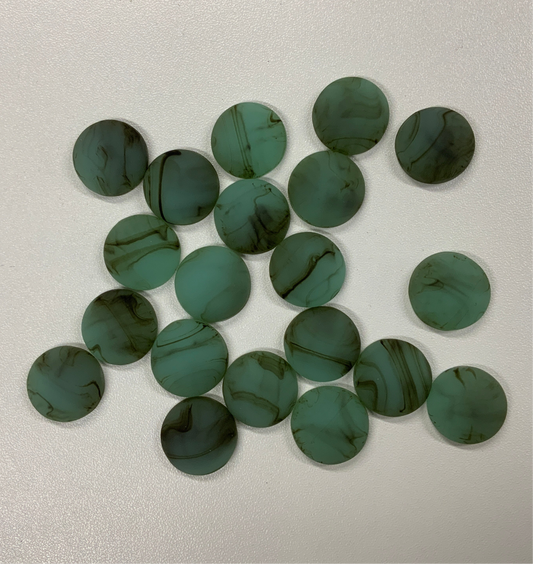 20mm Teal Matte Marbled Round, Glue on, Resin Gems (Sold in Pair) Resin Gems