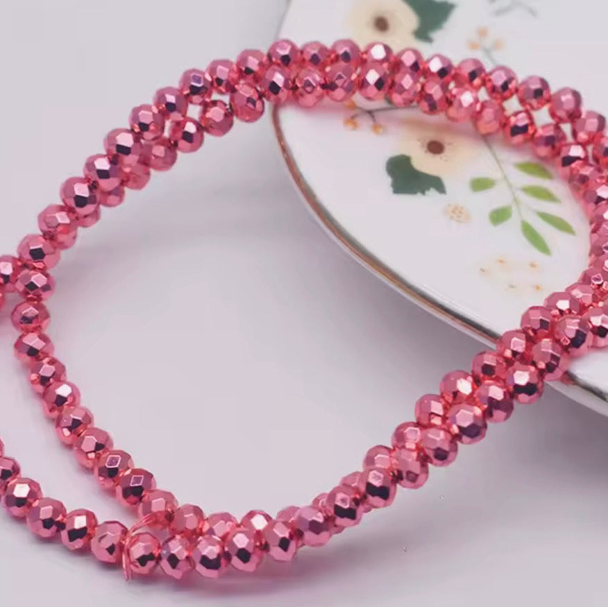 4mm Metallic Dark Pink Rondelle Sundaylace Creations & Bling