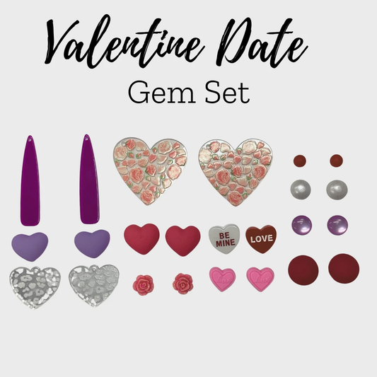 “Valentine Hearts” Purple/Pink 12 Resin Gem Sets, Promotions Sundaylace Creations & Bling