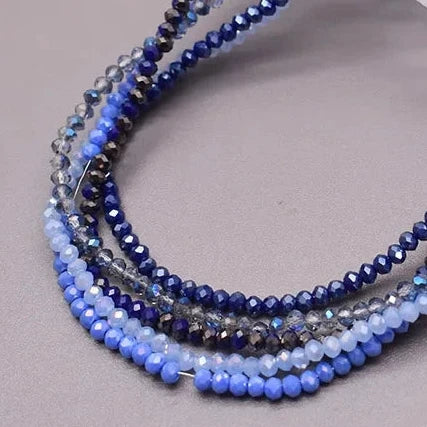 3.5mm Light & Dark Blue Midnight Mix, Faceted Rondelle Crystal Glass Beads (5 Strands) PROMO BUNDLE Bicone/Rondelle