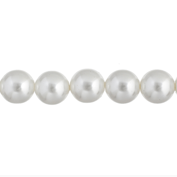 6mm GLASS PEARL Round - White, 30 pcs, 8" strung Pearl Beads
