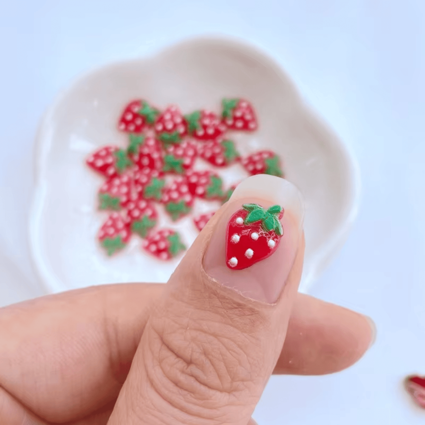 7*11mm Strawberry Mini Nail Gem, Glue on, Resin Gems (Sold in Pair) Earring Findings